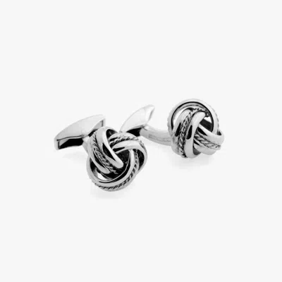 Tateossian Royal Cable Knot Cufflinks In Sterling Silver In Metallic