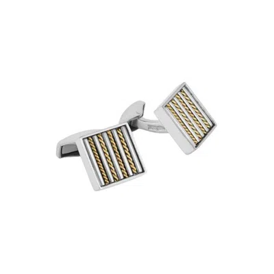 Pre-owned Tateossian Royal Cable Square Cufflinks In Sterling Silver With 18k Gold In Multi