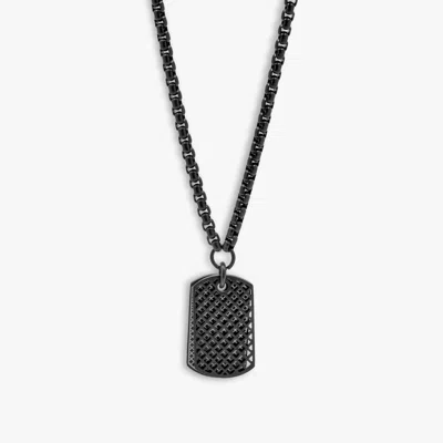 Tateossian Rt Elements Dog Tag Necklace In Black Ip Plated Stainless Steel