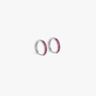 Tateossian Ruby Hoop Earrings In Rhodium Plated Silver