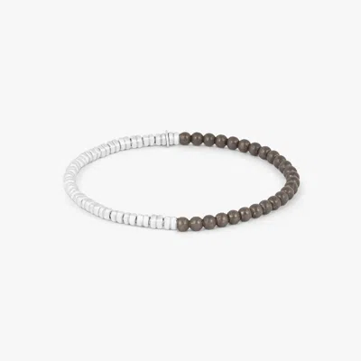 Tateossian Santorini Bracelet In Silver & Grey Titanium In Brown