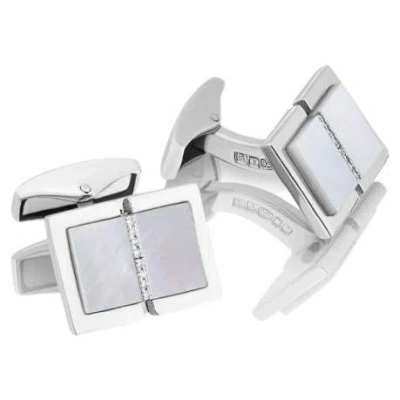 Pre-owned Tateossian Sartorial Cufflinks In Sterling Silver With Diamonds In Multi