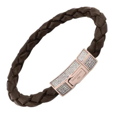 Pre-owned Tateossian Scoubidou Bracelet With White Diamond And 18 Karat Rose Gold Clasp (large)