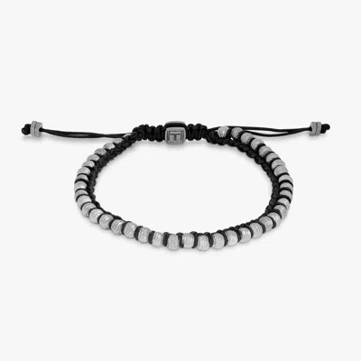 Tateossian Sennit Classico Bracelet In Macrame With Rhodium-plated Sterling Silver - M In Metallic