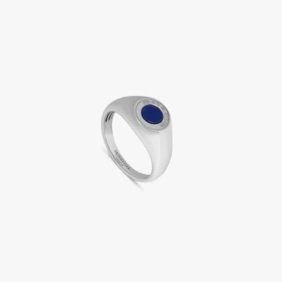 Tateossian Signature Lock Ring With Blue Lapis In Rhodium Plated Silver - L