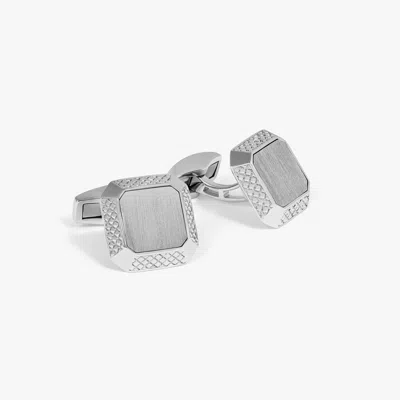 Tateossian Signature Octo Cufflinks In Rhodium Plated Silver In Metallic