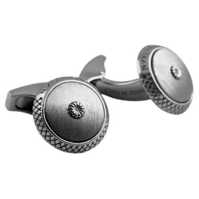 Pre-owned Tateossian Signature Satin Chrysanthemum Cufflinks In Sterling Silver In Multi