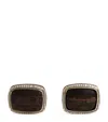 Tateossian Silver And Oak Wood Cufflinks In Brown