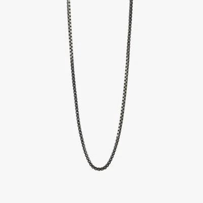 Tateossian Silver Black Rhodium Sterling Silver Classic Box Chain Necklace - L In Gray