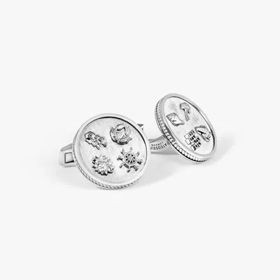 Tateossian Silver Rhodium Plated Silver Auspicious Coin Cufflinks In Metallic