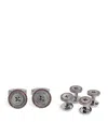 Tateossian Silver Ruby-embellished Button Cufflink And Stud Set In Multi