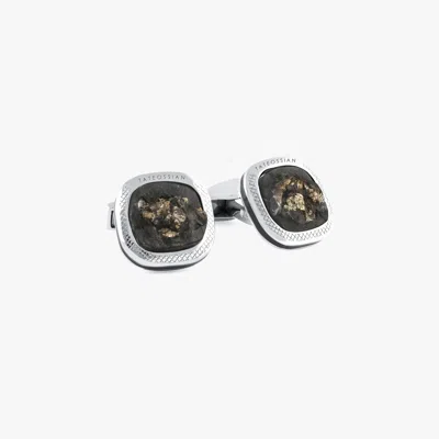 Tateossian Slate Pyrite Cufflinks In Sterling Silver