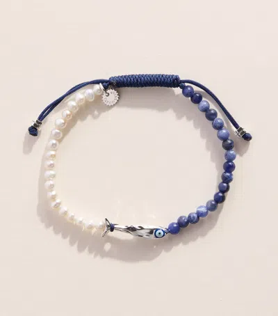 Tateossian Sodalite And Freshwater Pearl Feng Shui Fish Bracelet In Blue