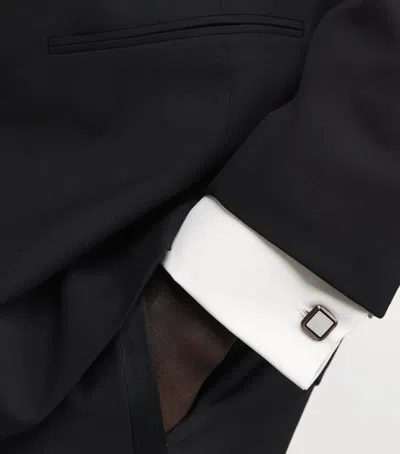 Tateossian Spazio Square Mother-of-pearl Cufflinks In Black