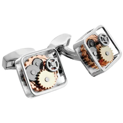 Pre-owned Tateossian Square Gear Cufflinks In Silver With Palladium Plated Steel In Multi