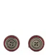 Tateossian Stainless Steel And Ruby Button Cufflinks In Silver