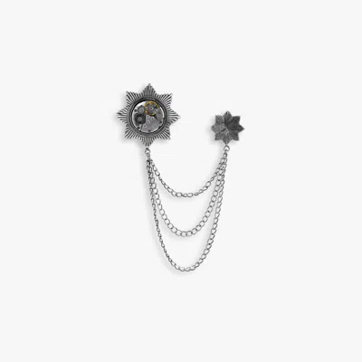 Tateossian Star Medal Skeleton Pin With Oxidised Finished White Bronze Plated Base Metal