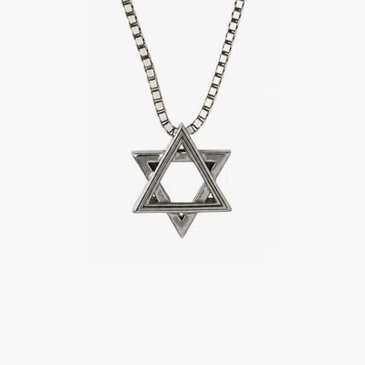 Tateossian Star Of David Necklace With Evil Eye In Black Ruthenium Plated Sterling Silver