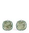 Tateossian Sterling Silver And Actinolite Cufflinks In Green
