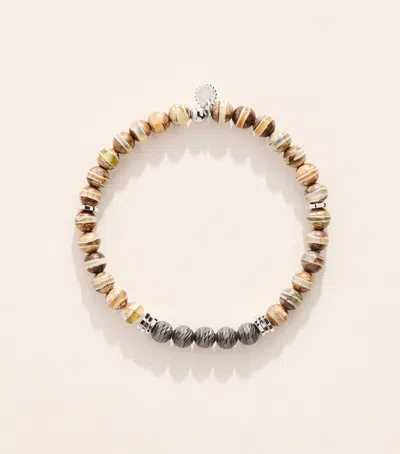 Tateossian Sterling Silver And Agate Stonehenge Graffiato Bracelet In Multi