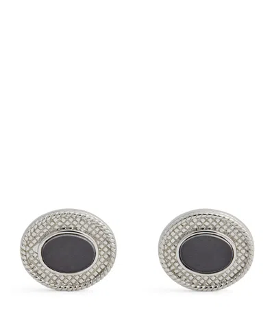 Tateossian Sterling Silver And Hematite Cufflinks
