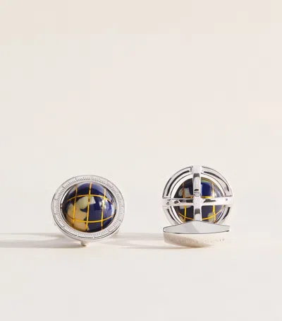 Tateossian Sterling Silver And Lapis Lazuli Globe Cufflinks