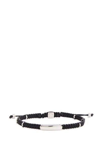 Tateossian Sterling Silver And Macramé Bracelet In Black