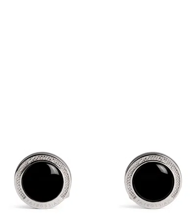 Tateossian Sterling Silver And Onyx Cufflinks In Black