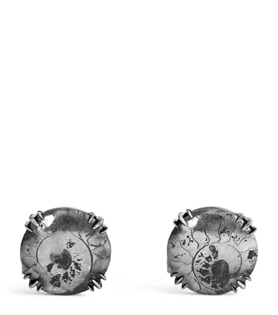 Tateossian Sterling Silver And Pyritised Ammonite Cufflinks