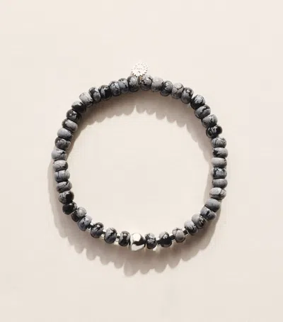 Tateossian Sterling Silver And Snowflake Obsidian Bracelet In Gray
