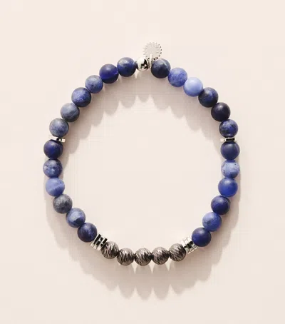 Tateossian Sterling Silver And Sodalite Stonehenge Graffiato Bracelet In Blue