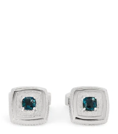 Tateossian Sterling Silver And Topaz Graffiato Cufflinks In Multi