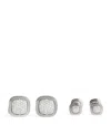 Tateossian Sterling Silver And White Sapphire Signature Cufflinks And Studs Set In Silver