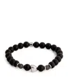 Tateossian Sterling Silver Beaded Bracelet In Black