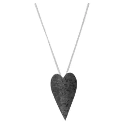 Pre-owned Tateossian Sterling Silver Cuore Necklace With Black Diamonds