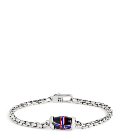 Tateossian Sterling Silver French Cross Chain Bracelet In Black