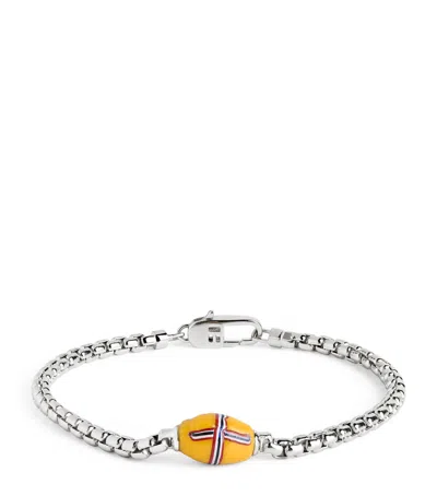 Tateossian Sterling Silver French Cross Chain Bracelet In Yellow