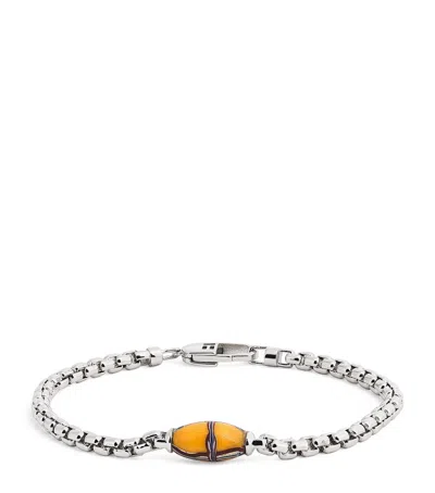 Tateossian Sterling Silver French Cross Chain Bracelet In Yellow