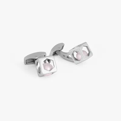 Tateossian Sterling Silver Pearl Hex Cube Cufflinks