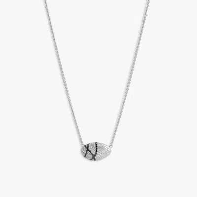 Tateossian Sterling Silver Pebble White Diamond Necklace With Black Diamonds