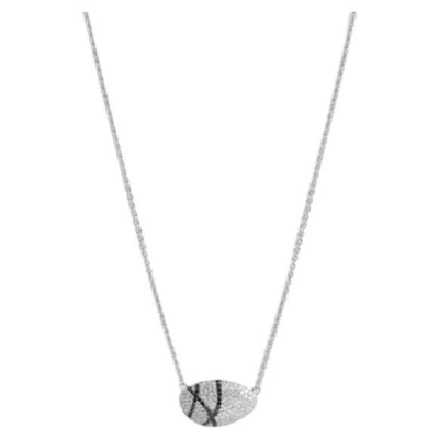 Pre-owned Tateossian Sterling Silver Pebble White Diamond Necklace With Black Diamonds