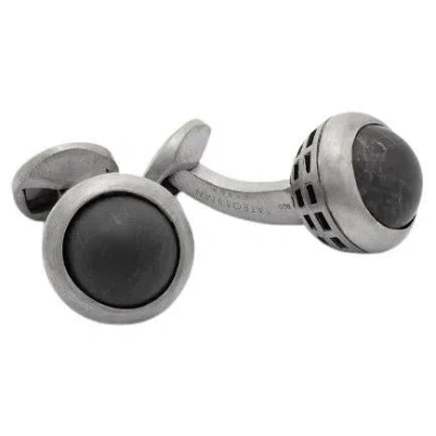 Pre-owned Tateossian Sterling Silver Revolve Cufflinks With Onyx In Black