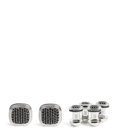 Tateossian Sterling Silver Signature Cufflinks And Dress Shirt Studs
