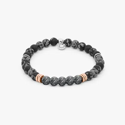 Tateossian Stonehenge Graffiato Beaded Bracelet In Black Snowflake Obsidian - S In Gray