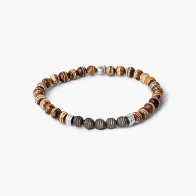 Tateossian Stonehenge Graffiato Bracelet With Brown And Green Agate - M
