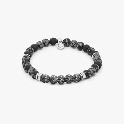 Tateossian Stonehenge Graffiato Bracelet With Snowflake Obsidian - L In Black