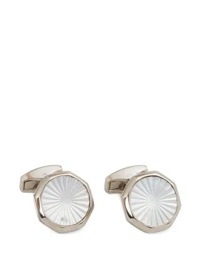 Tateossian Sunburst Semiprecious Sunray-engraved Decagonal Cufflinks In Silver