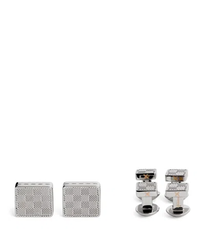 Tateossian Thompson Engraved Cufflinks And Studs Set In Metallic