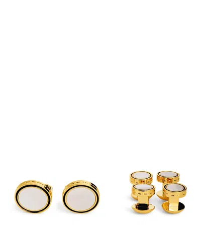 Tateossian Thompson Gold-plated Mother-of-pearl Cufflinks And Studs Set