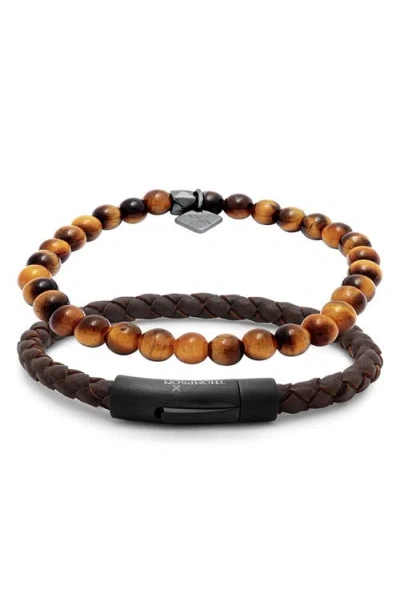 Tateossian Thompson Stone Bead Bracelet In Brown